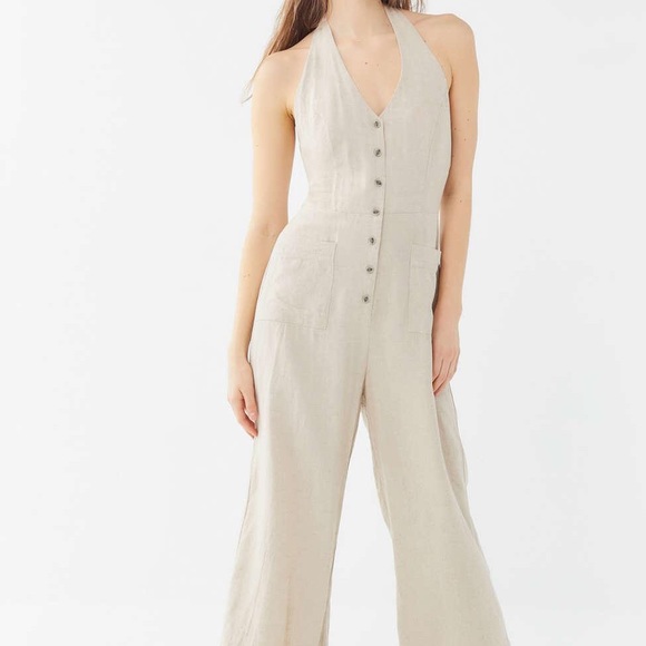 Urban Outfitters Pants - Linen Button-front Halter Jumpsuit